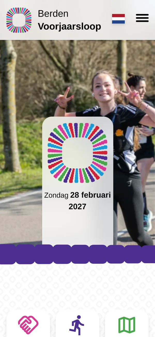 De homepagina van berdenvoorjaarsloop.nl op een telefoon