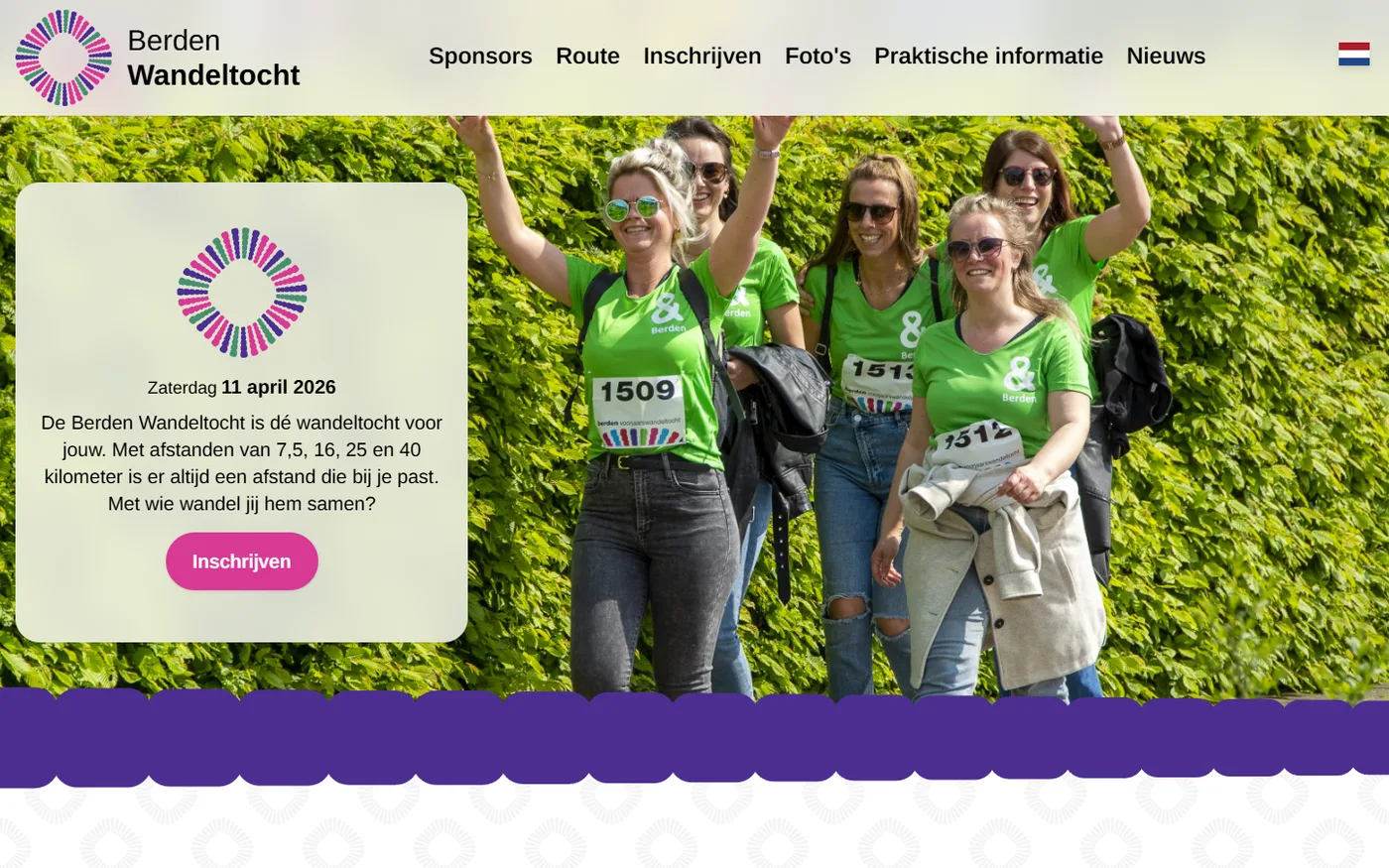 De homepagina van berdenwandeltocht.nl op desktop