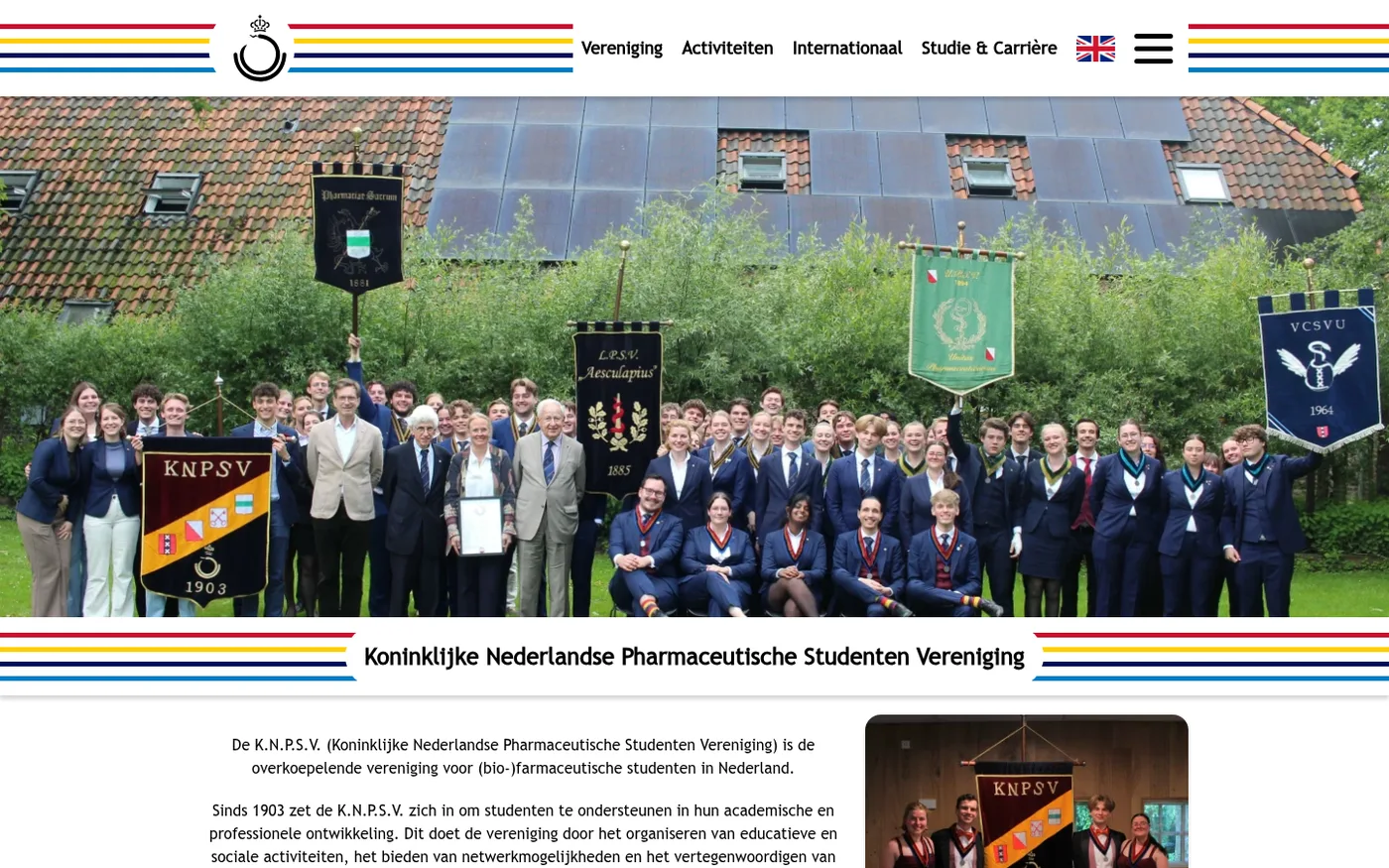 De homepagina van knpsv.nl op desktop